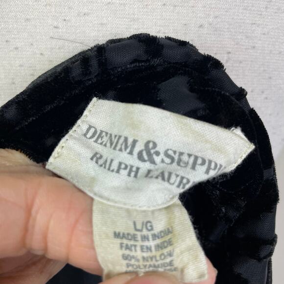 Denim & Supply Black Vintage Velvet Burnout Long Sleeve Button Top Large - Picture 8 of 9